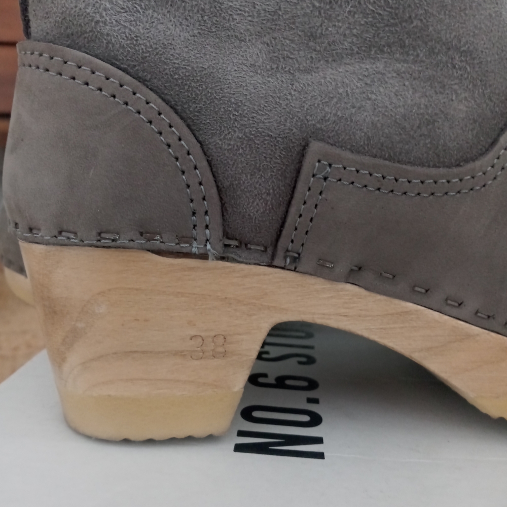 No. 6 Gray Suede Shearling Clogs 38 - Picture 4 of 6